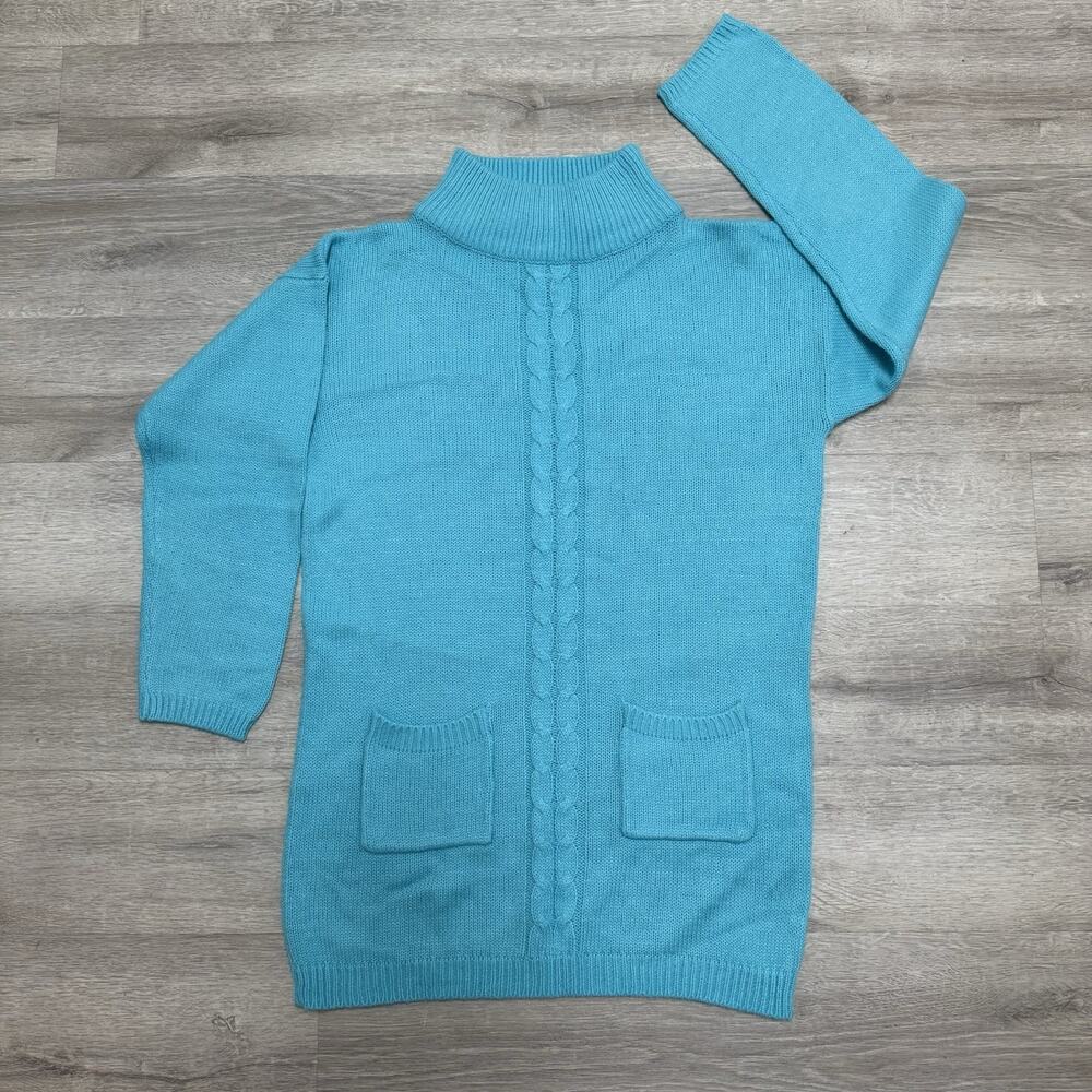 VTG Here's A Hug Women's Blue Cable Knit Sweater, Size Small, Long Sleeves